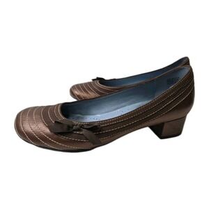 Ladies Size 9 Indigo By Clark's Mary Jane Brown Leather Block Heel Shoe